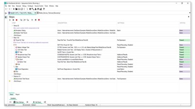 TestStandを使用して完了したモバイルデバイステストを表示しているモニタ画面